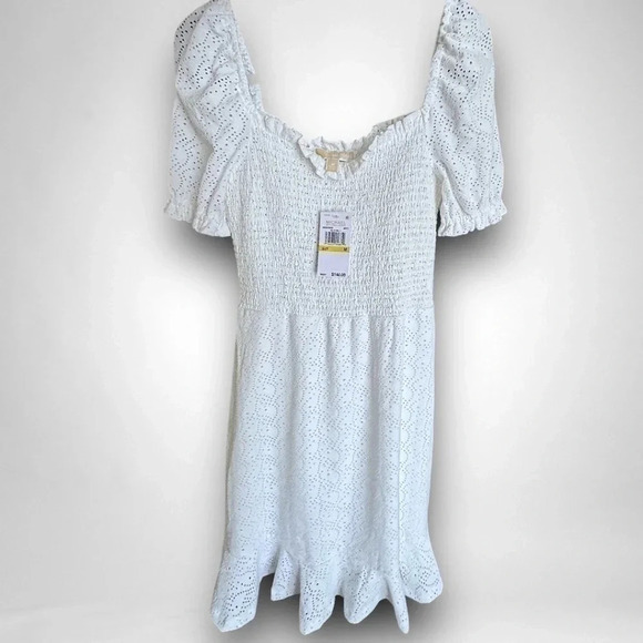 MICHAEL Michael Michael Kors Women's Julia Eyelet Mini Dress Medium White - Picture 7 of 11